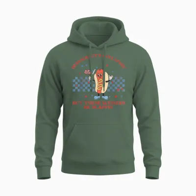 Funny Hot Dog Democracy's Collapsing 4th July Protest Trump Unisex Hoodie - Military Green
