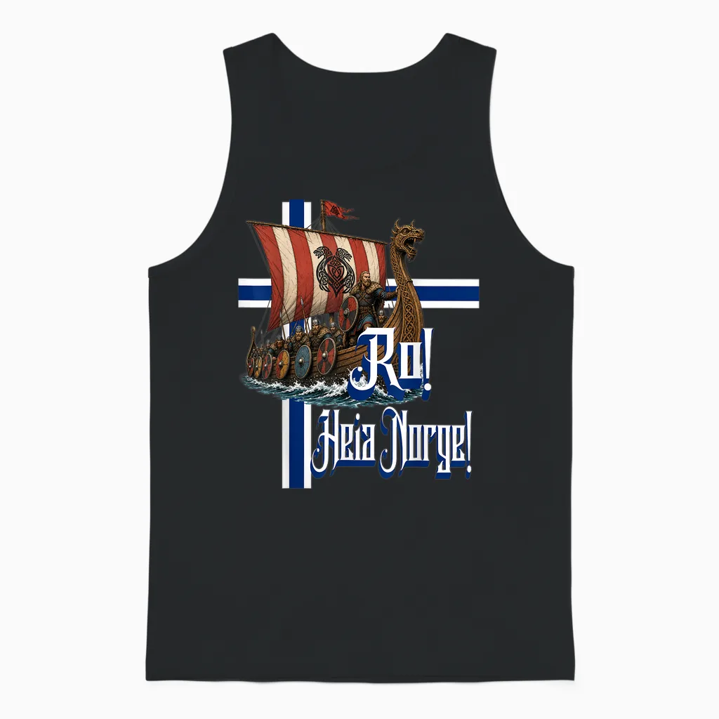 Ro! Heia Norge Wikingerschiff Design Für Norwegische Fans Unisex Tank Top in Black