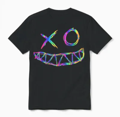 Rainbow Rave Face T-Shirt, Black Unisex T-Shirt - Black