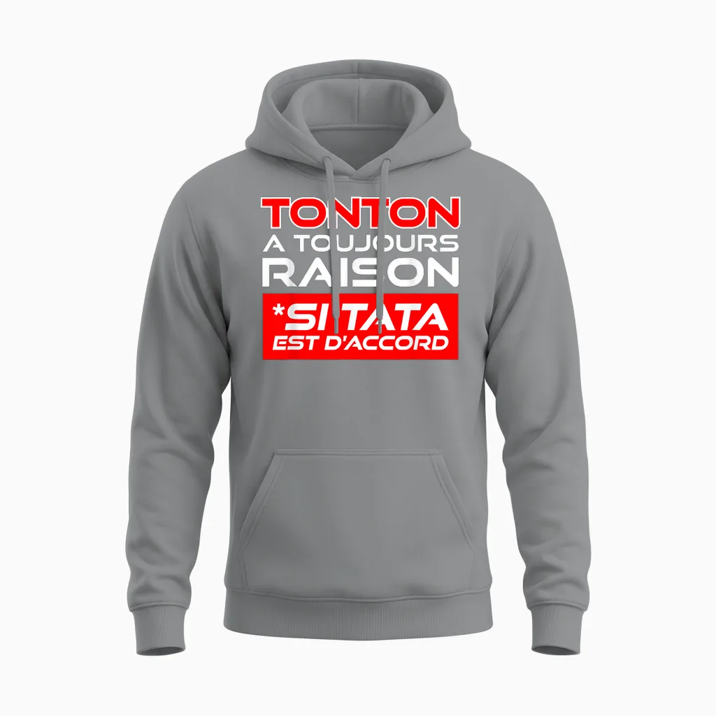 Gift Tonton Tata Humour Birthday Christmas Uncle Aunt Unisex Hoodie in Sport Grey