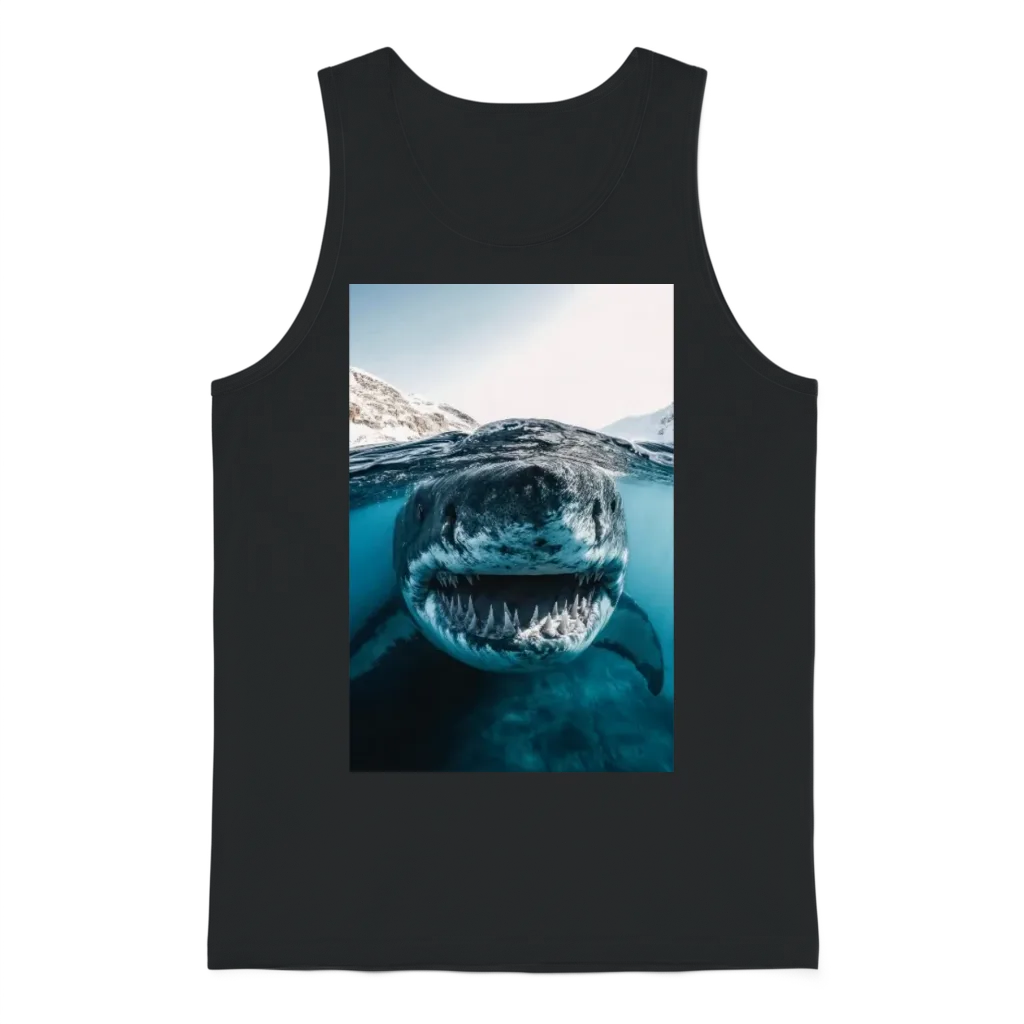 Mega Shark Close-Up Encounter Unisex Tank Top - Black