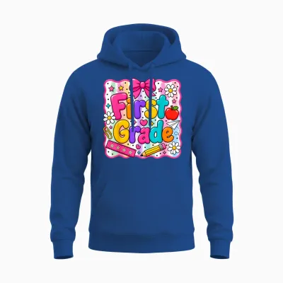 First Grade Back to School Coquette 1st Grade Teachers Girls Unisex Hoodie - Royal