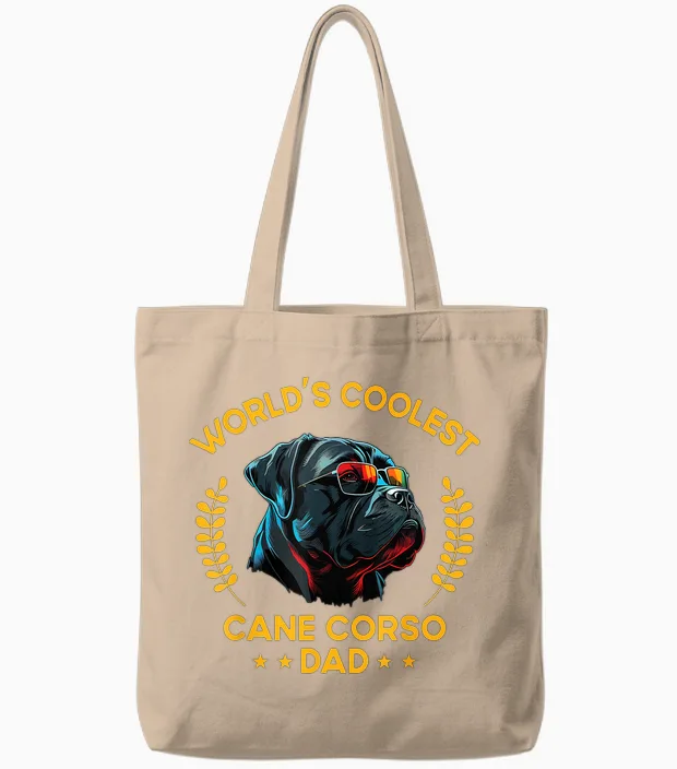 World's Coolest Dog Dad Papa β Herren Cane Corso Tote Bags in Natural