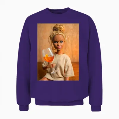 Disgusted Face Doll Meme Funny Orange Spritz Cocktail Fun Unisex Sweatshirt - Purple