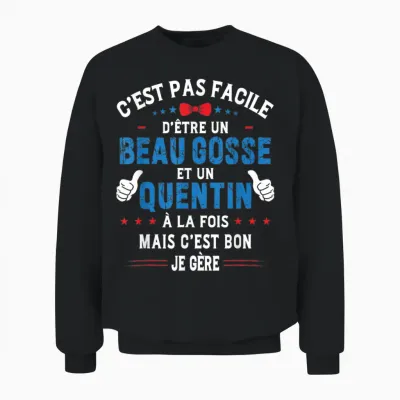 Funny Christmas Gift for Men Beau Gosse Quentin Humour Unisex Sweatshirt - Black