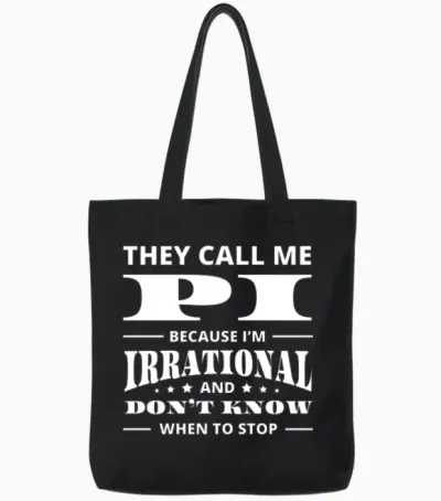 Funny Pi Day Tote Bags - Black