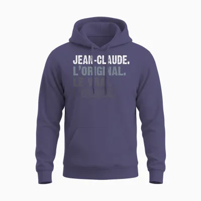 Man Humour Gift Idea Personalised Name Jean-Claude T-Shirt, Black, S Unisex Hoodie - Heather Sport Dark Navy