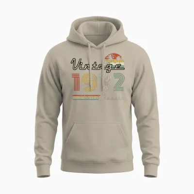 Year 1972 Born in Birthday Vintage Slogan Unisex Hoodie - Sand