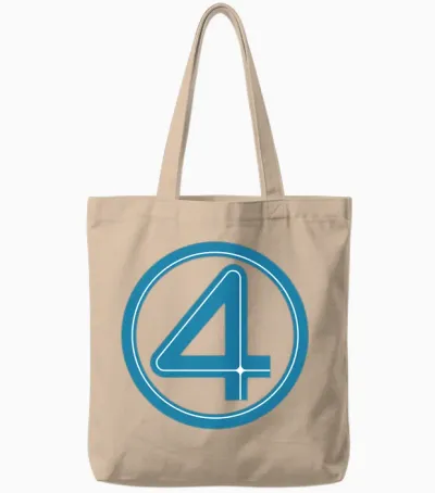 Marvel Studios the Fantastic Four: First Steps Costume Icon Long Sleeve, Black, S Tote Bags - Natural