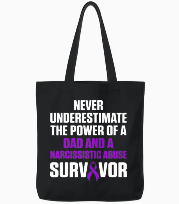 World Narcissistic Abuse Awareness Dad Survivor Tote Bags in Black