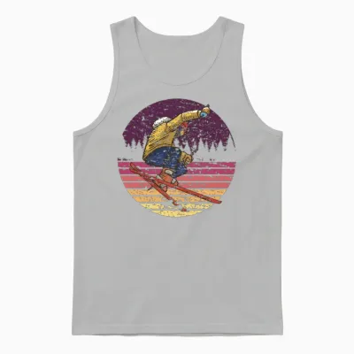 Skier Skiing Retro Unisex Tank Top - Ash