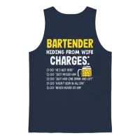 Funny Bartender Quote Design Bartender Gift Unisex Tank Top - Navy – 1
