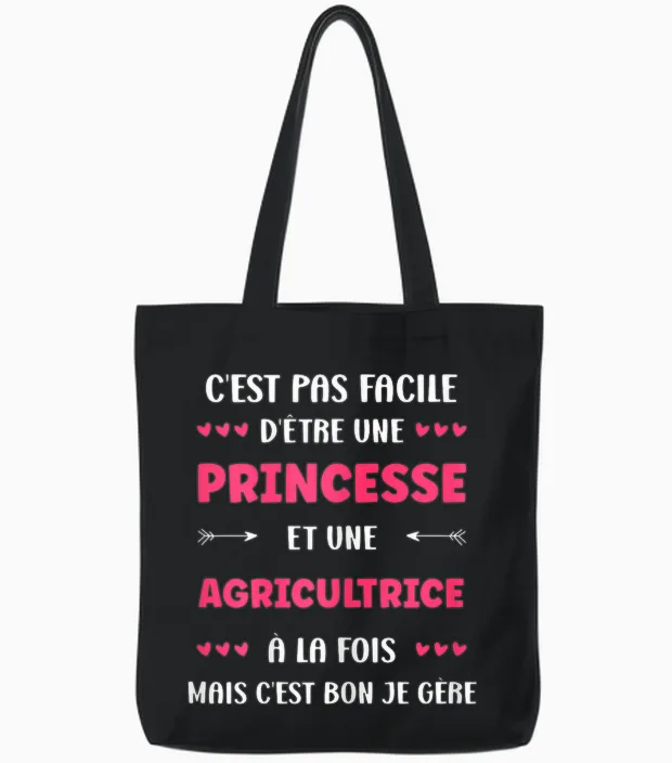 Start Farmer Profession Humor Princess Farmer T-Shirt, Black, Female X-Small Tote Bags in Black