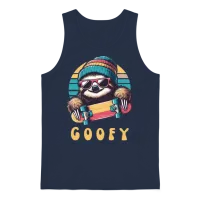 Goofy Skater Sloth - Funny Skateboard Freestyle Unisex Tank Top - Navy – 1