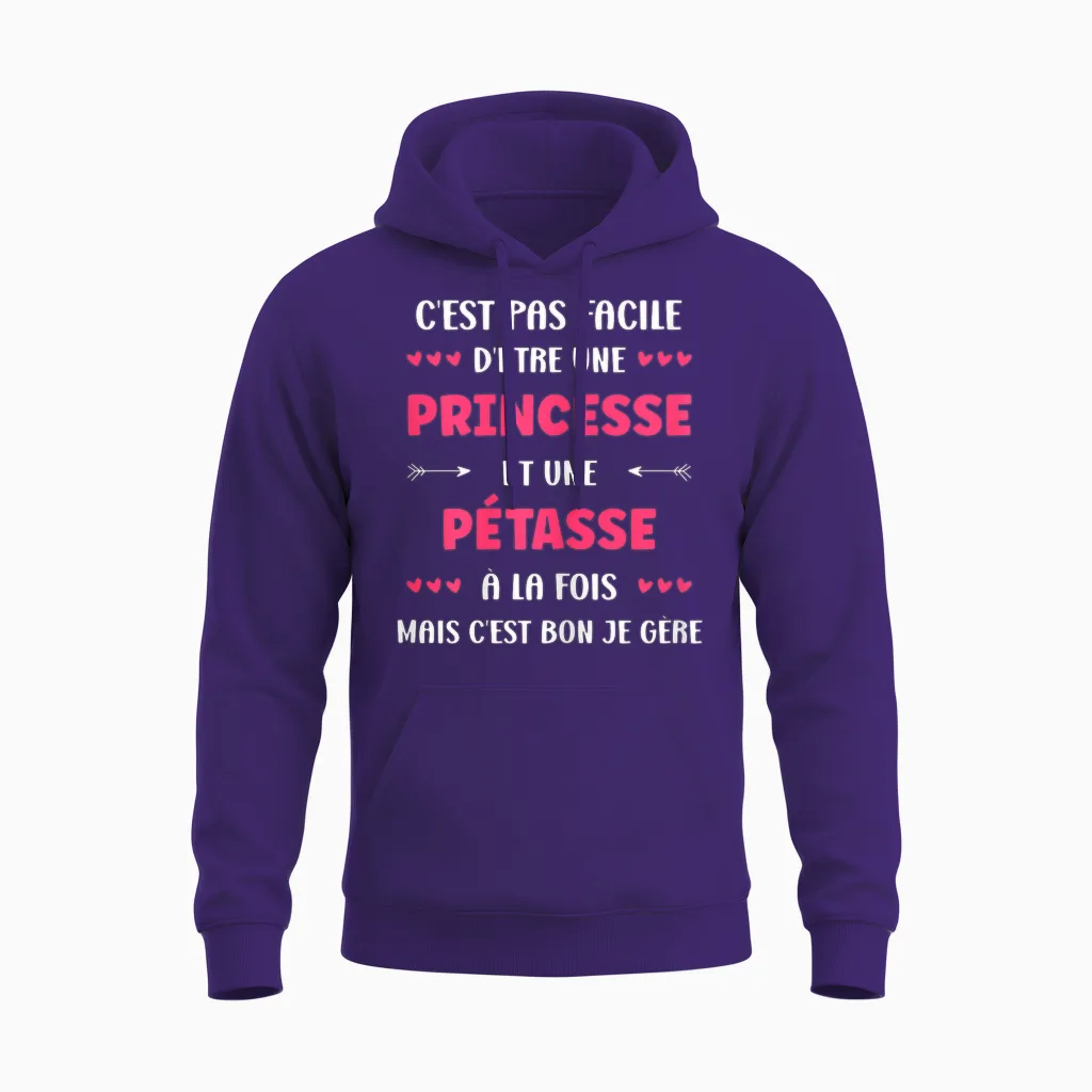 Super Surnom Pétasse Mignonne Humour Fille Princesse Pétasse Unisex Hoodie in Purple