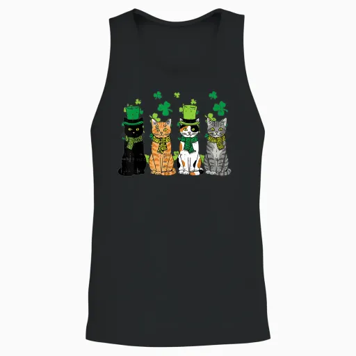 St Patricks Day Cats Irish Kitten Saint Paddy Men Women Unisex Tank Top - Black
