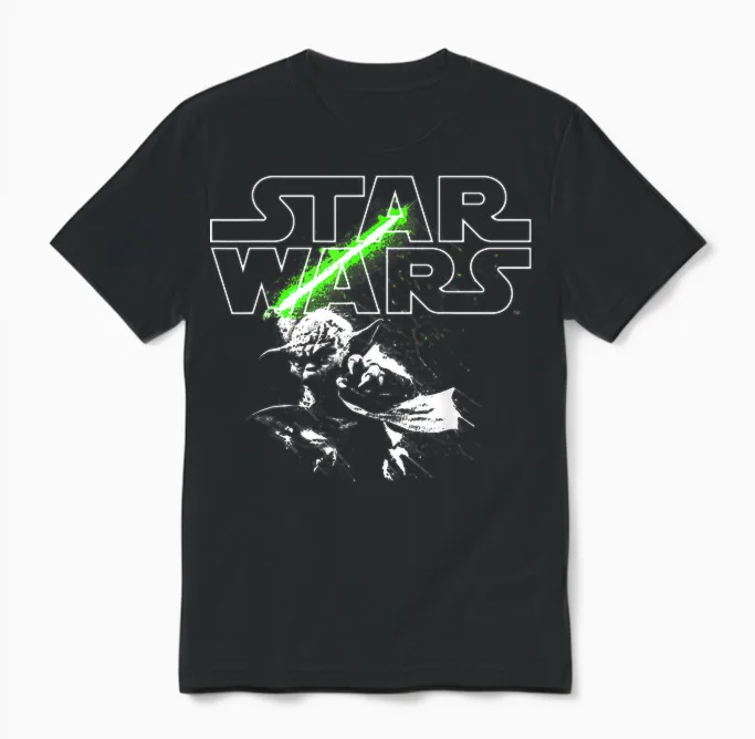 Star Wars Yoda Lightsaber Logo Unisex T-Shirt in Black