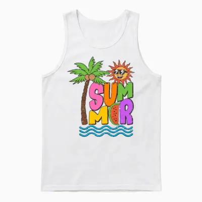 Retro Groovy Summer Sublimation Unisex Tank Top - White