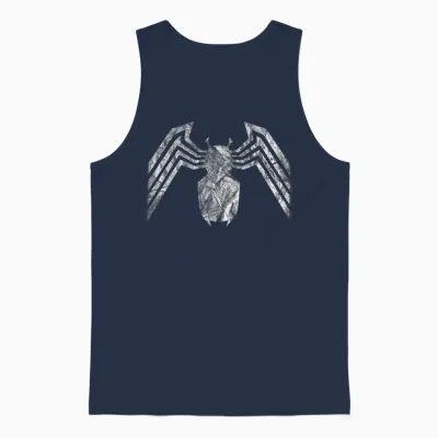Marvel Venom Emblem White T-Shirt, Black Unisex Tank Top - Navy