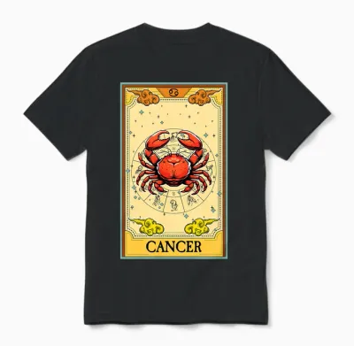 Carte De Tarot Horoscope Du Cancer Avec Symbole Du Zodiaque T-Shirt Haut De Gamme Unisex T-Shirt - Black