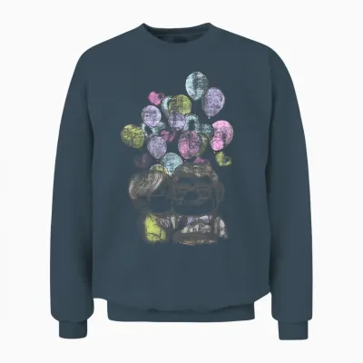 Portrait of Carl and Ellie with Heart Balloons Disney Pixar Up T-Shirt, White, S Unisex Sweatshirt - Dark Heather