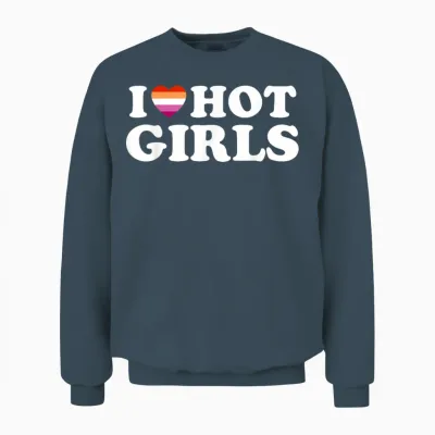 Lesbian Flag I Love Hot Girls Lesbian Unisex Sweatshirt - Dark Heather