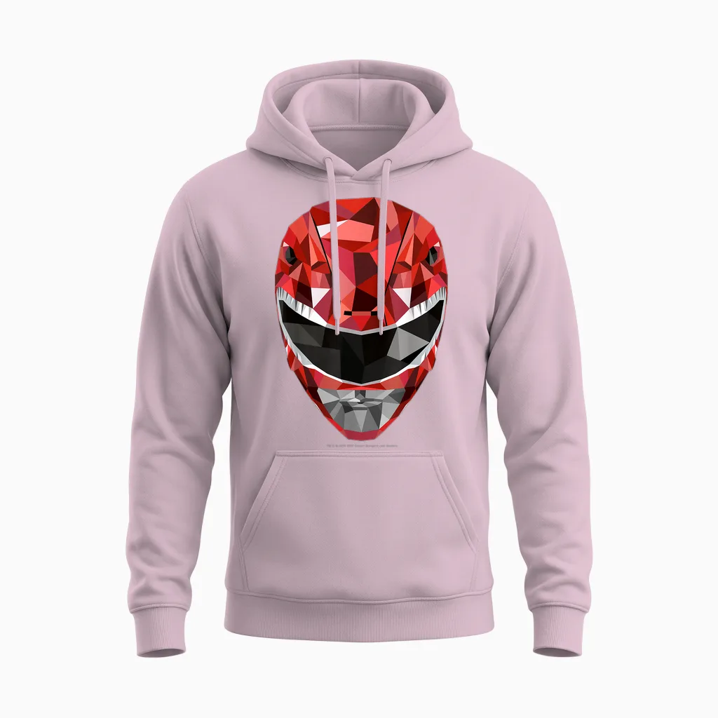 Power Rangers Red Ranger Polygon Helmet Unisex Hoodie in Light Pink