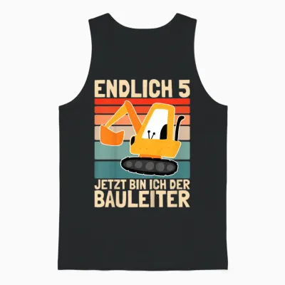 Endlich 5 Jahre Jetzt Bin Ich Bauleiter Vintage Junge Bagger Unisex Tank Top - Black