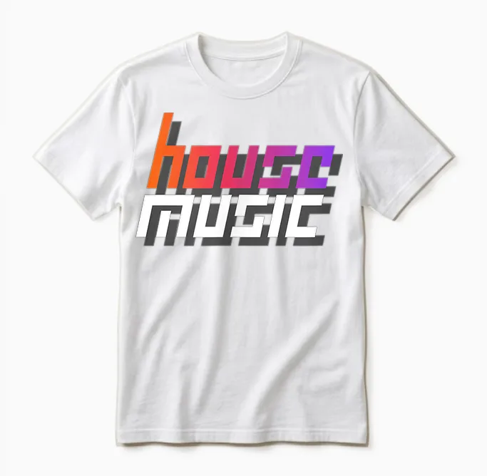 House Music Techno Dj Party Festival Electro Rave Trance T-Shirt, Black, S Unisex T-Shirt in White