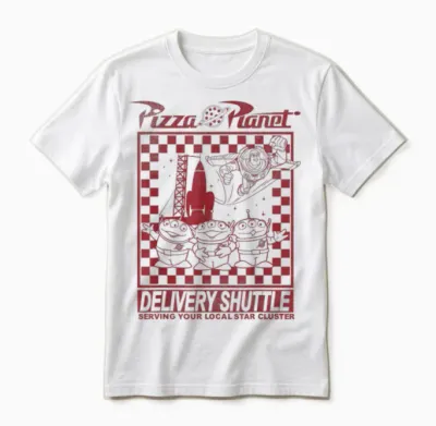 Disney Pixar Toy Story Pizza Planet Delivery Shuttle Unisex T-Shirt - White