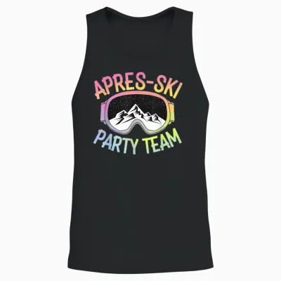 Skiing Winter Sports Ski Party Funny Team Apres Ski T-Shirt, Black Unisex Tank Top - Black