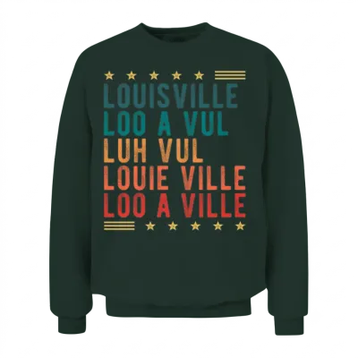 Retro Style Louisville Kentucky Skyline Unisex Sweatshirt - Forest