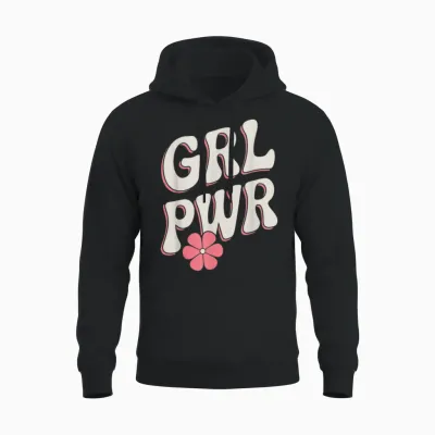 Frauen Power Grl Pwr Motivation Stärke Feministin Power Girl Unisex Hoodie - Black