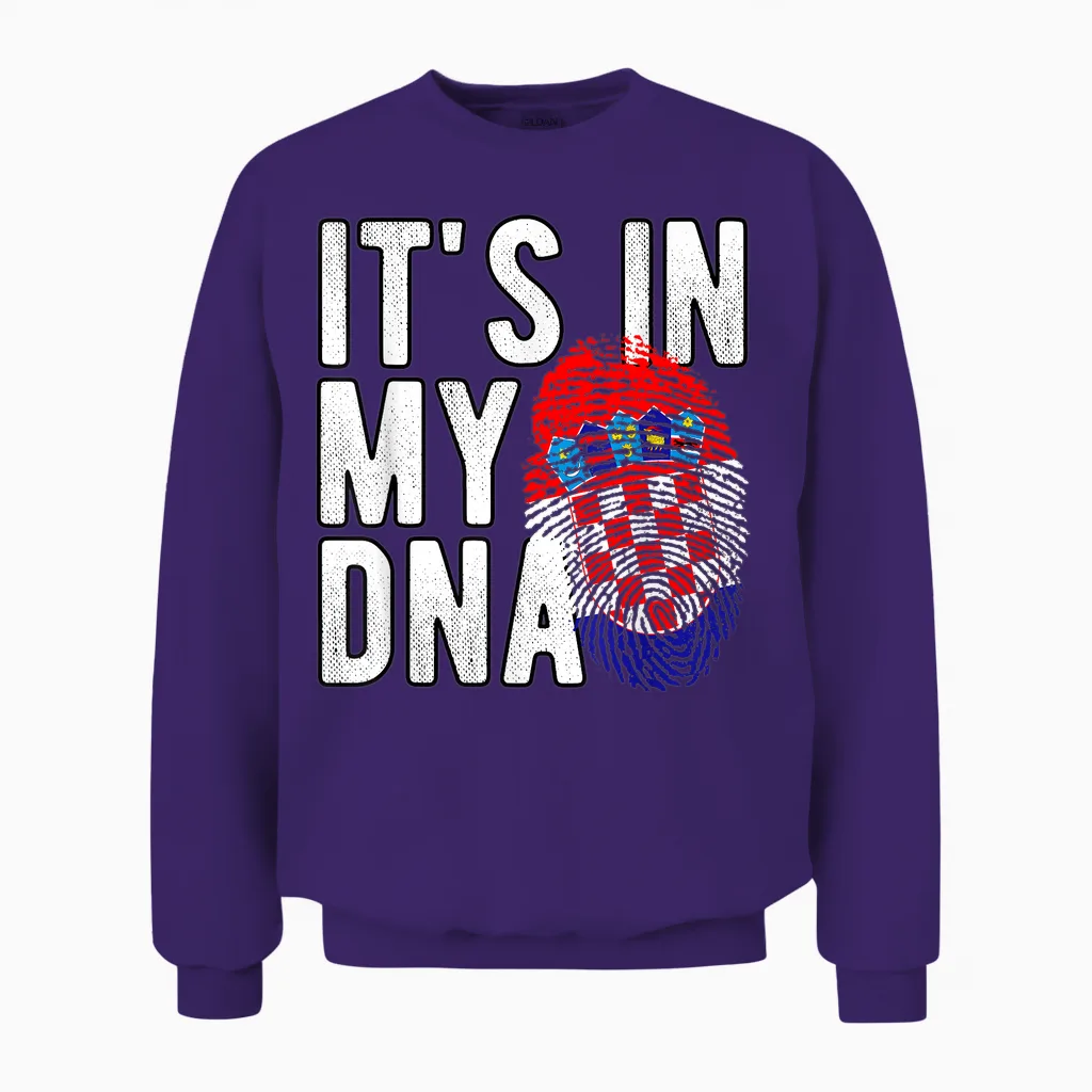 Funny It's in My Dna Kroatien Flagge Fingerprint Unisex Sweatshirt in Purple