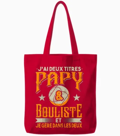 Grandpa Bouliste Petanque Man Gift Humour Boccia Petanque T-Shirt, Black, S Tote Bags - Red