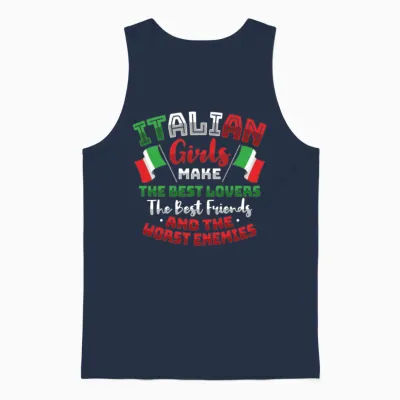 Funny Italian Girl Design for an Italy Lover Unisex Tank Top - Navy