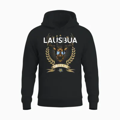 Lausbua Hirsch Lederhose Kinder Trachten Herren Lausbua Unisex Hoodie - Black