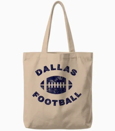Dallas Vintage Distressed Football Sports Design Tote Bags - Natural