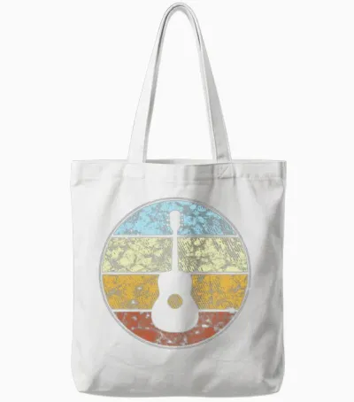 Guitar Retro Tote Bags - White