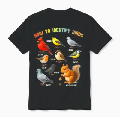 How to Identify Birds Squirrel Bird Watcher Birder Zookeeper Unisex T-Shirt - Black