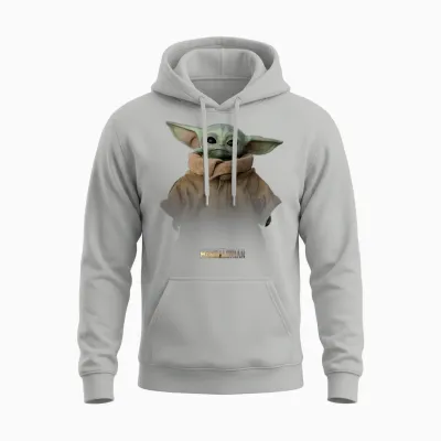 Star Wars the Mandalorian Logo the Child Simple Portrait Unisex Hoodie - Ash