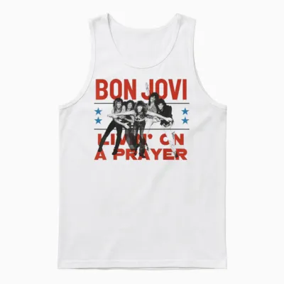 Official Bon Jovi Livin' on a Prayer Unisex Tank Top - White