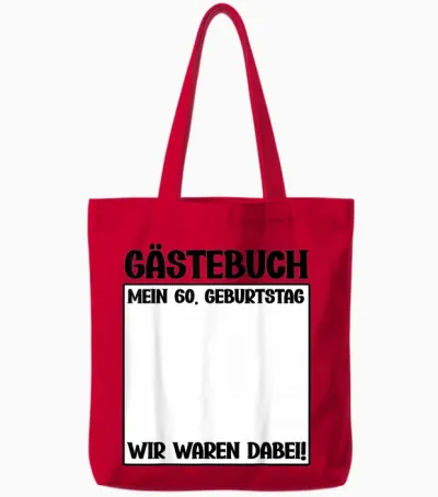 60. Geburtstag 60 Jahre Alt Gästebuch Geburtstagsfeier Tote Bags - Red