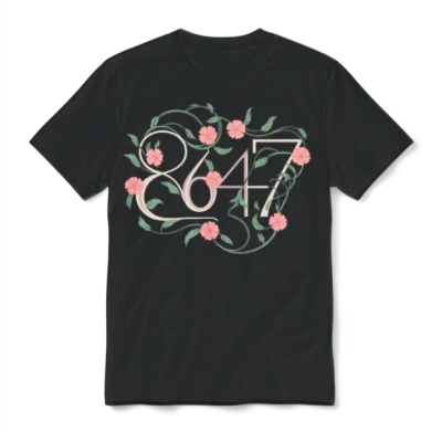 Floral Subtle Anti Trump 8647 86 47 Boho Unisex T-Shirt - Black