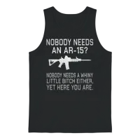 Nobody Needs an Ar15? Metallic Silver Unisex Tank Top - Black – 1
