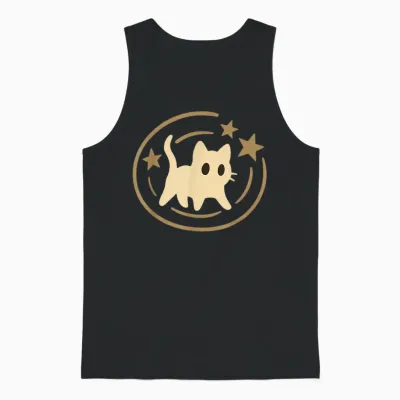 Retro 90s Y2k Scared Cat Cosmic Stars Gift for Men Women Kid Unisex Tank Top - Black