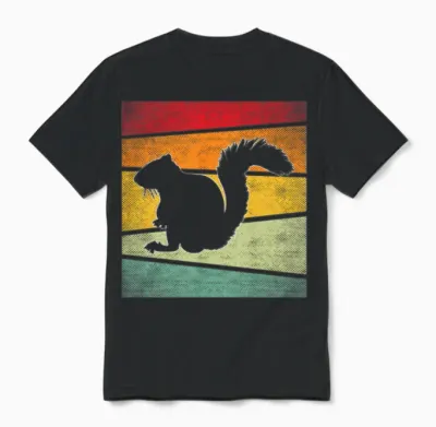 Squirrel Retro Unisex T-Shirt - Black
