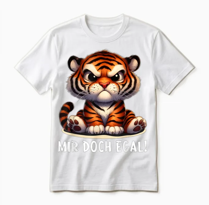 Mir Doch Egal Tiger Outfit Lustiger Spruch Frecher Tiger Unisex T-Shirt in White
