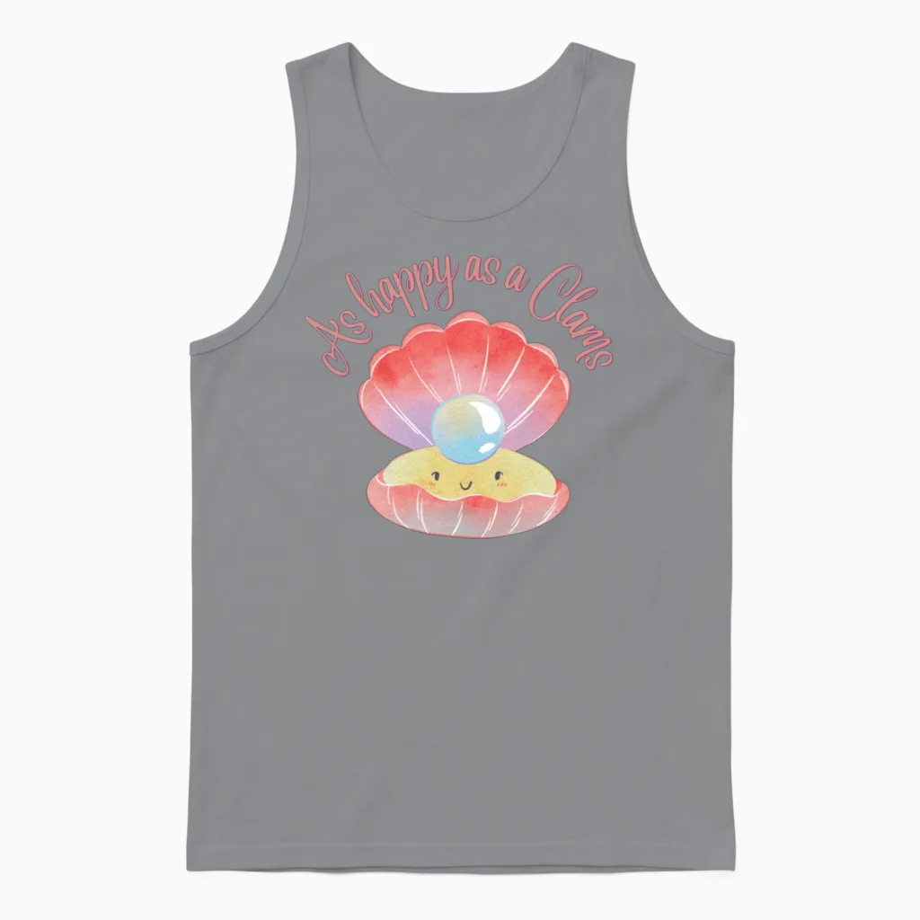 Funny Happy Clams Unisex Tank Top in Sport Grey