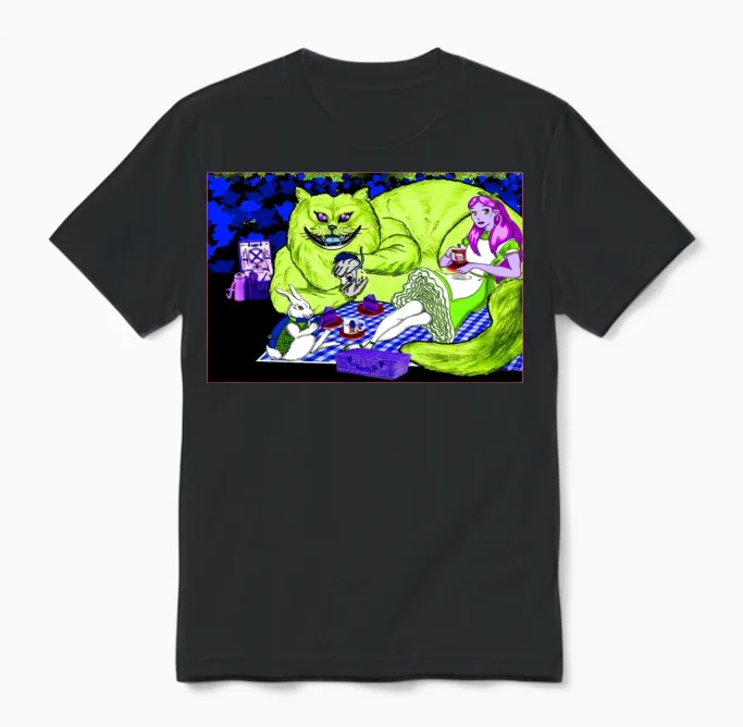 Alice in Picnic Land Black (light Version) Unisex T-Shirt in Black